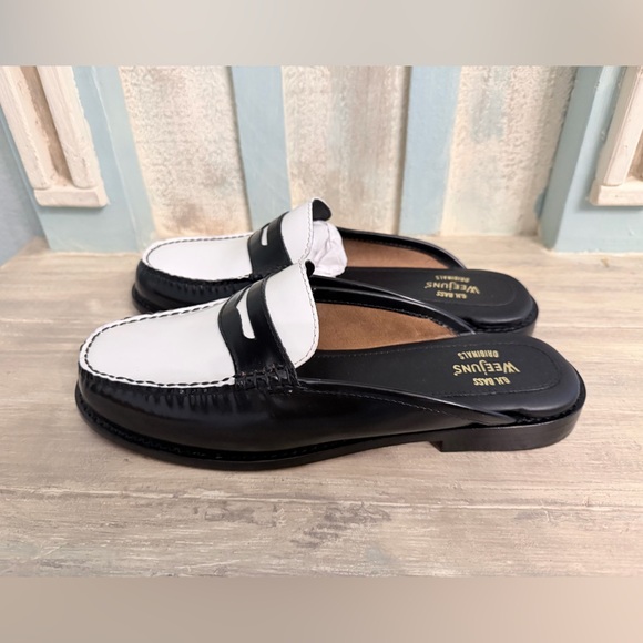 G.H. Bass & Co. Black and White Women's Loafers - Picture 2 of 7